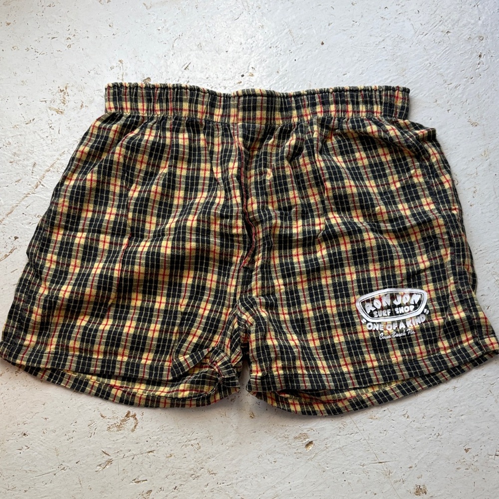 Plaid Cotton Boxer Shorts - Brown/Black/Yellow